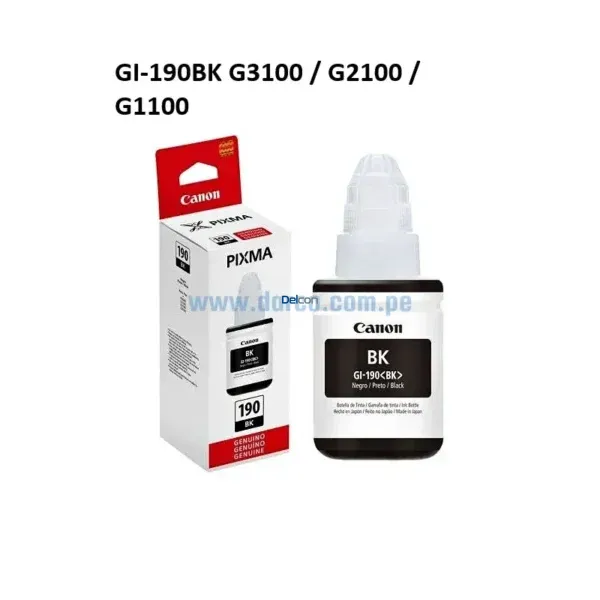 Botella De Tinta Canon GI-190BK G3100 / G2100 / G1100 Negro - Imagen 3