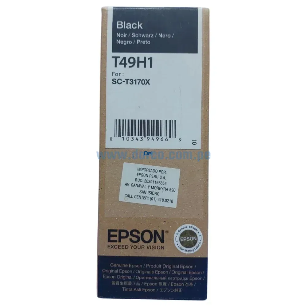 Botella De Tinta Epson T49H100 Negro SC-T3100X, SC-T3170X
