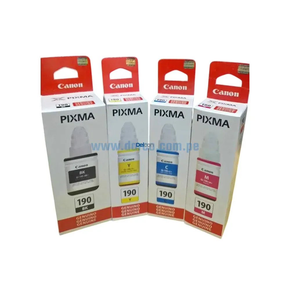 Kit De Tinta Canon GI-190 G3100 / G2100 / G1100 (BK, C, M, Y) - Imagen 3