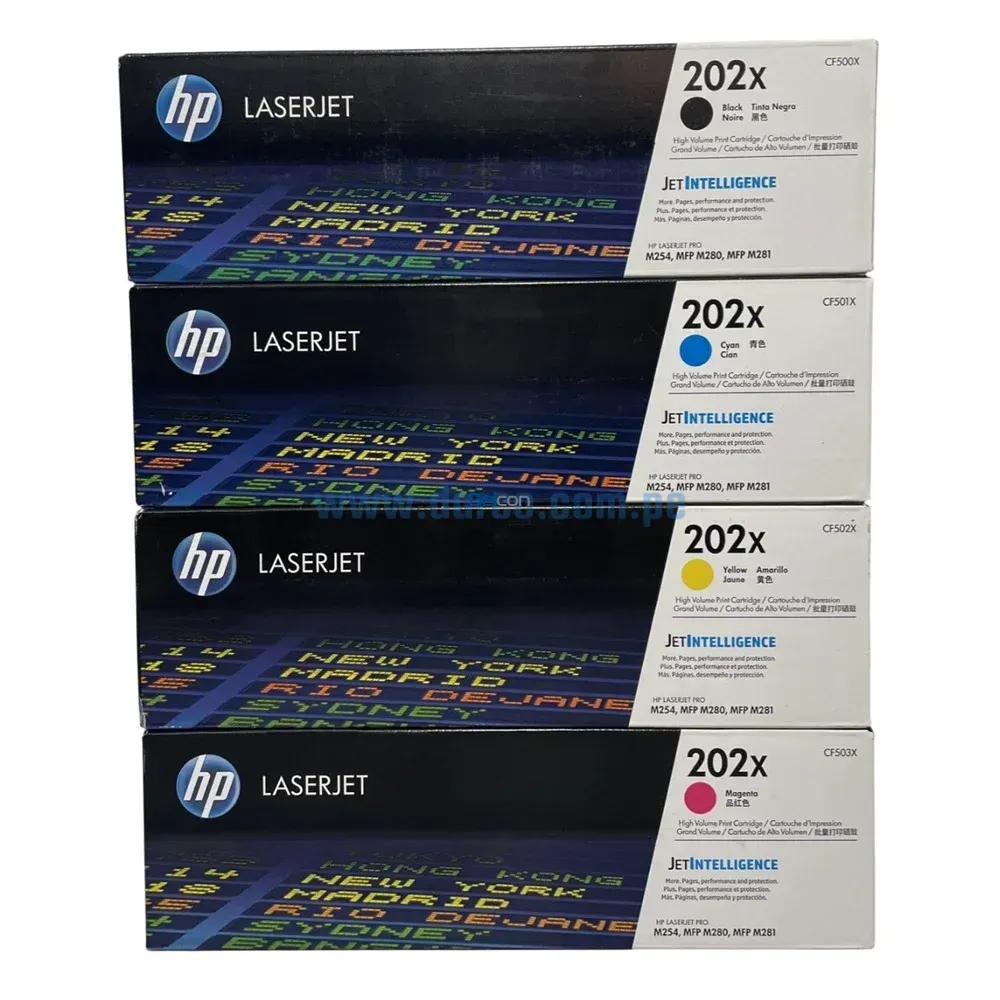 Kit Toner Hp LaserJet MFP M281, M254 (202X) Black, Cyan, Magenta, Yellow