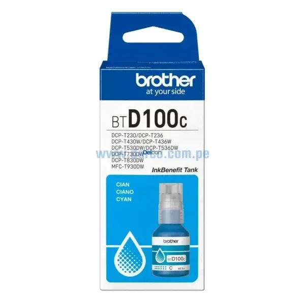 Tinta Brother BTD100C Cyan DCP-T230 / DCP-T430W / DCP-T530DW / DCP-T730DW / MFC-T930DW 48.8ml - Imagen 2