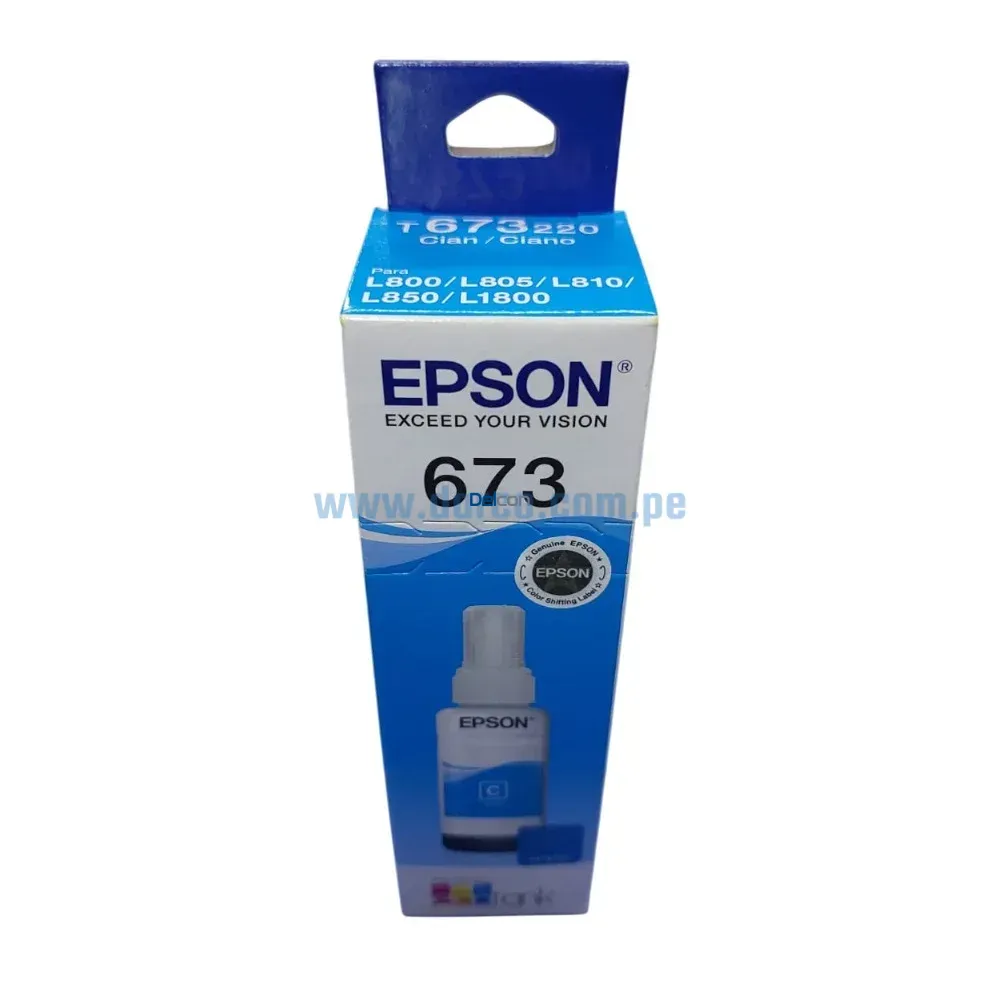 Tinta Epson T673220 (673) L800, L850, L1800, Cyan 70 ml. - Imagen 2