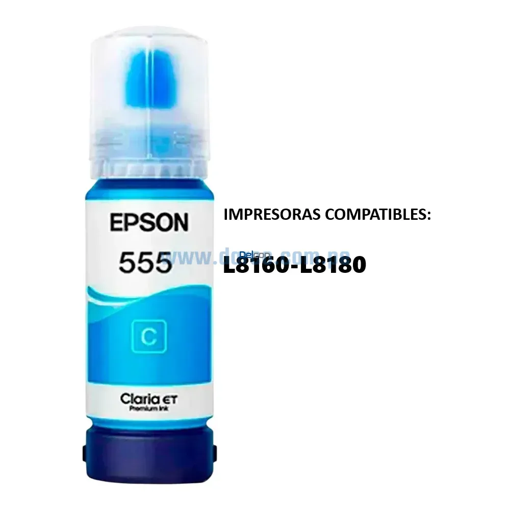 Tinta Epson T555220-AL (555) Cyan L8160 / L8180, 70.00 ml. - Imagen 2