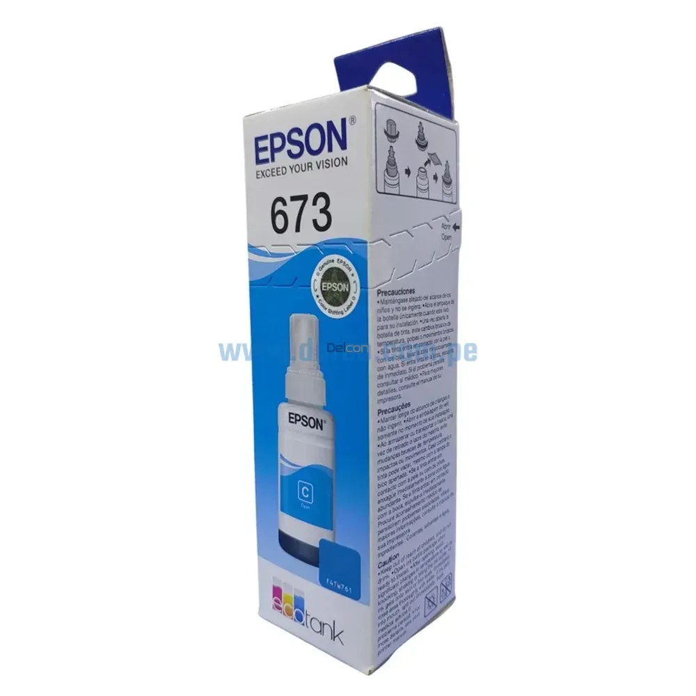 Tinta Epson T673220 (673) L800, L850, L1800, Cyan 70 ml. - Imagen 3