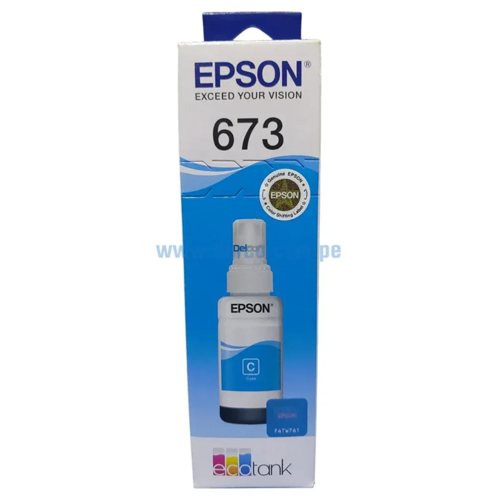 Tinta Epson T673220 (673) L800, L850, L1800, Cyan 70 ml.