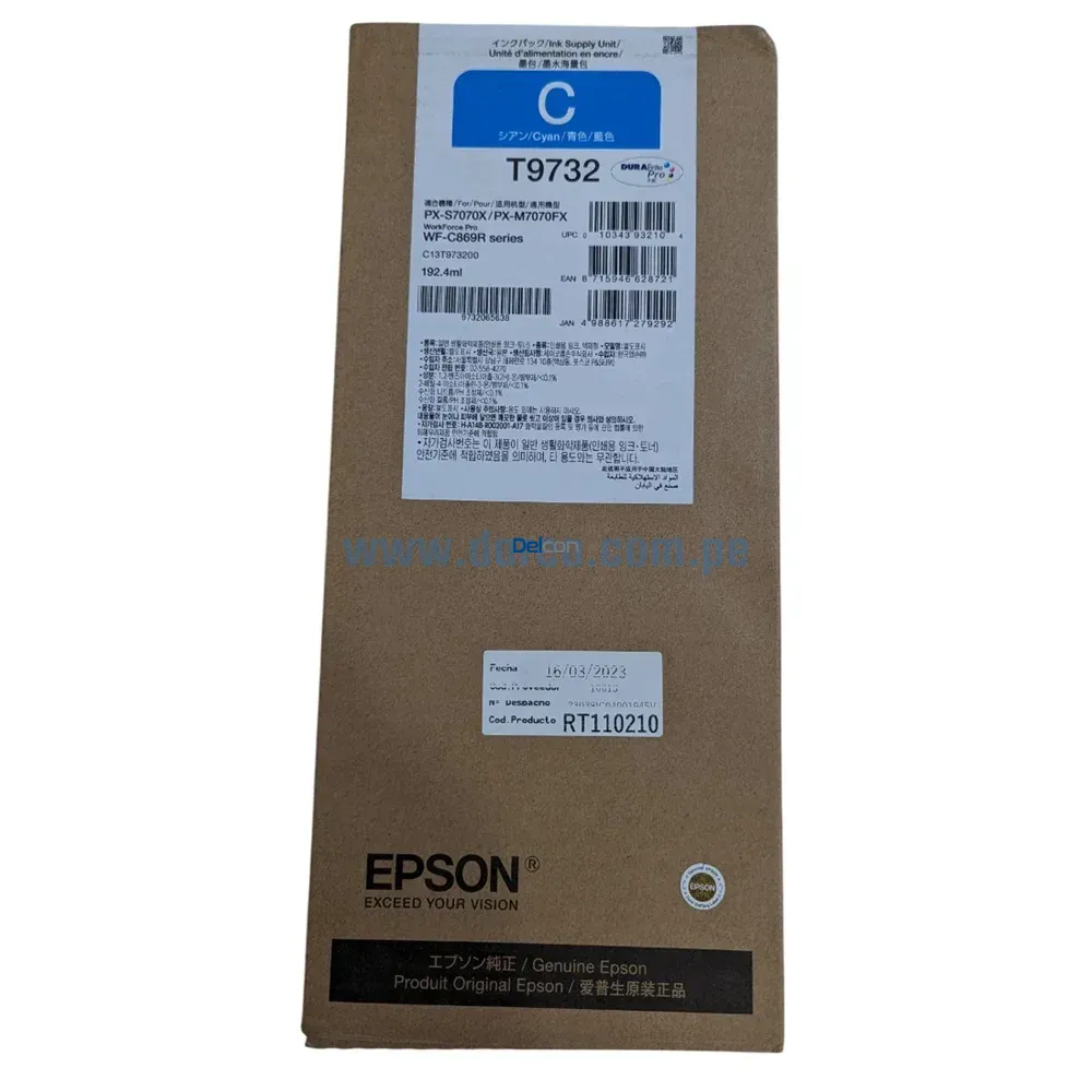 Tinta Epson T973220 (T9732) WorkForce Pro WF-C869R / PX-S7070X Cyan - Imagen 2