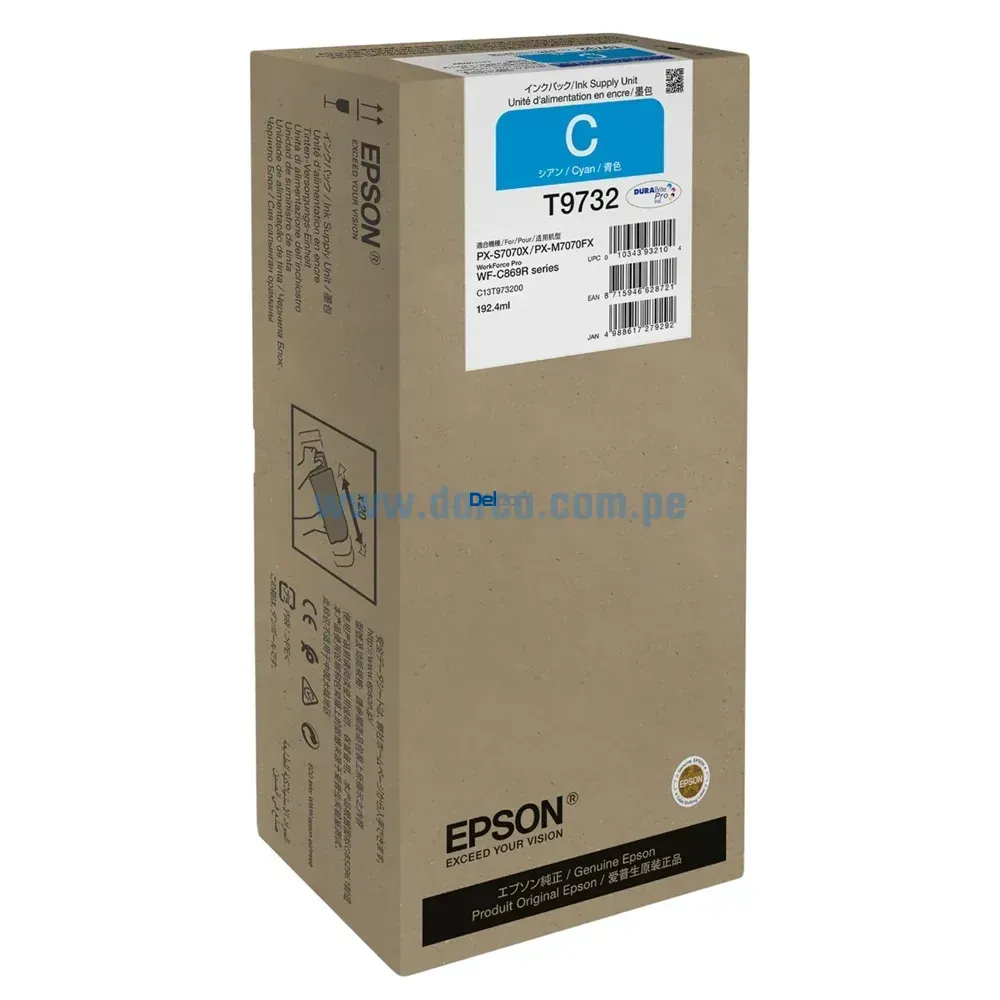 Tinta Epson T973220 (T9732) WorkForce Pro WF-C869R / PX-S7070X Cyan