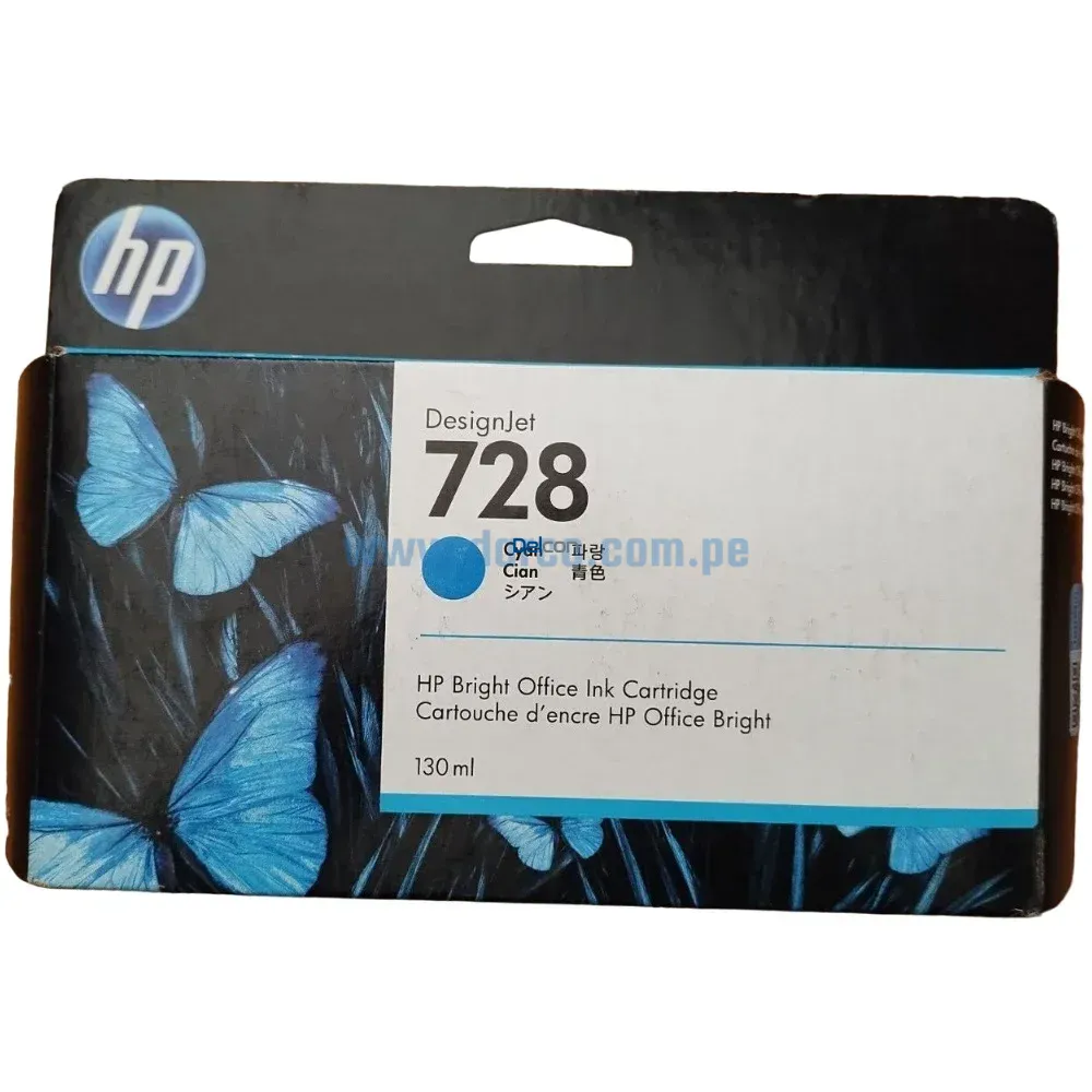 Tinta Hp F9J67A (728) 130ML DesignJet T830 / T730 Cyan - Imagen 2