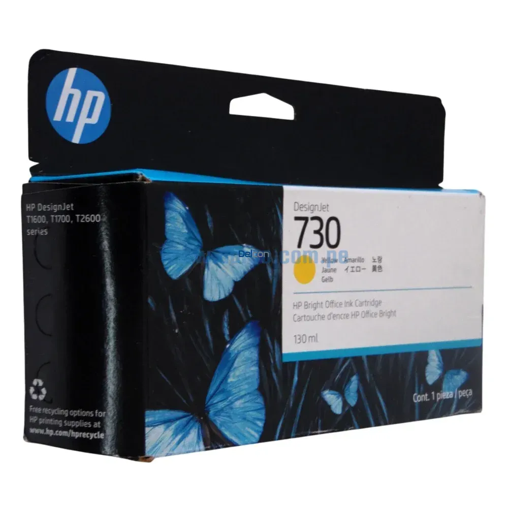 Tinta Hp P2V64A (730) 130ml DesignJet T1600, T1700, T2600 Yellow - Imagen 3