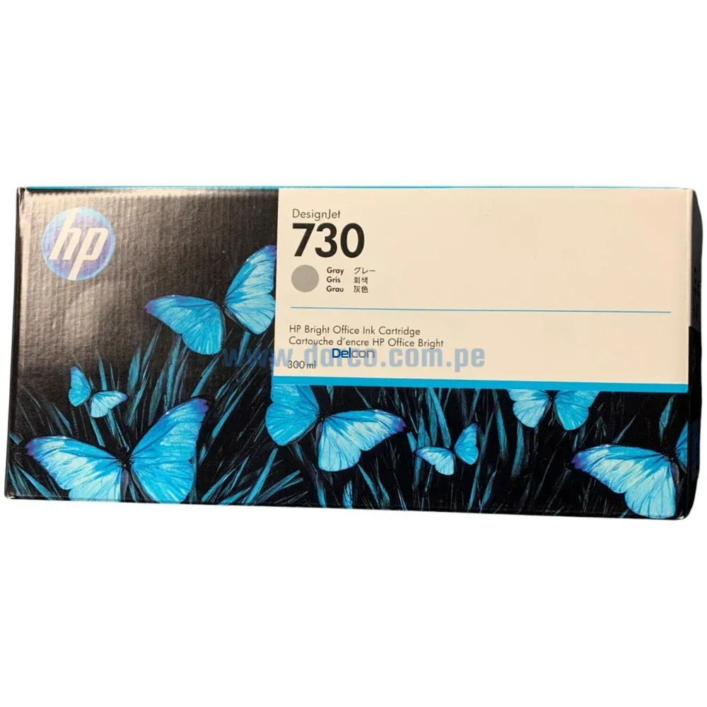 Tinta Hp P2V72A (730) Gray DesignJet T1600, T1700, T2600 Original - Imagen 2