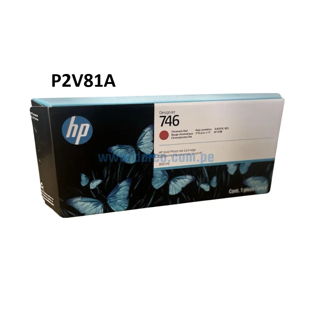 Tinta Hp 746 P2V81A DesignJet Z6 / Z9, 300ml Chromatic Red