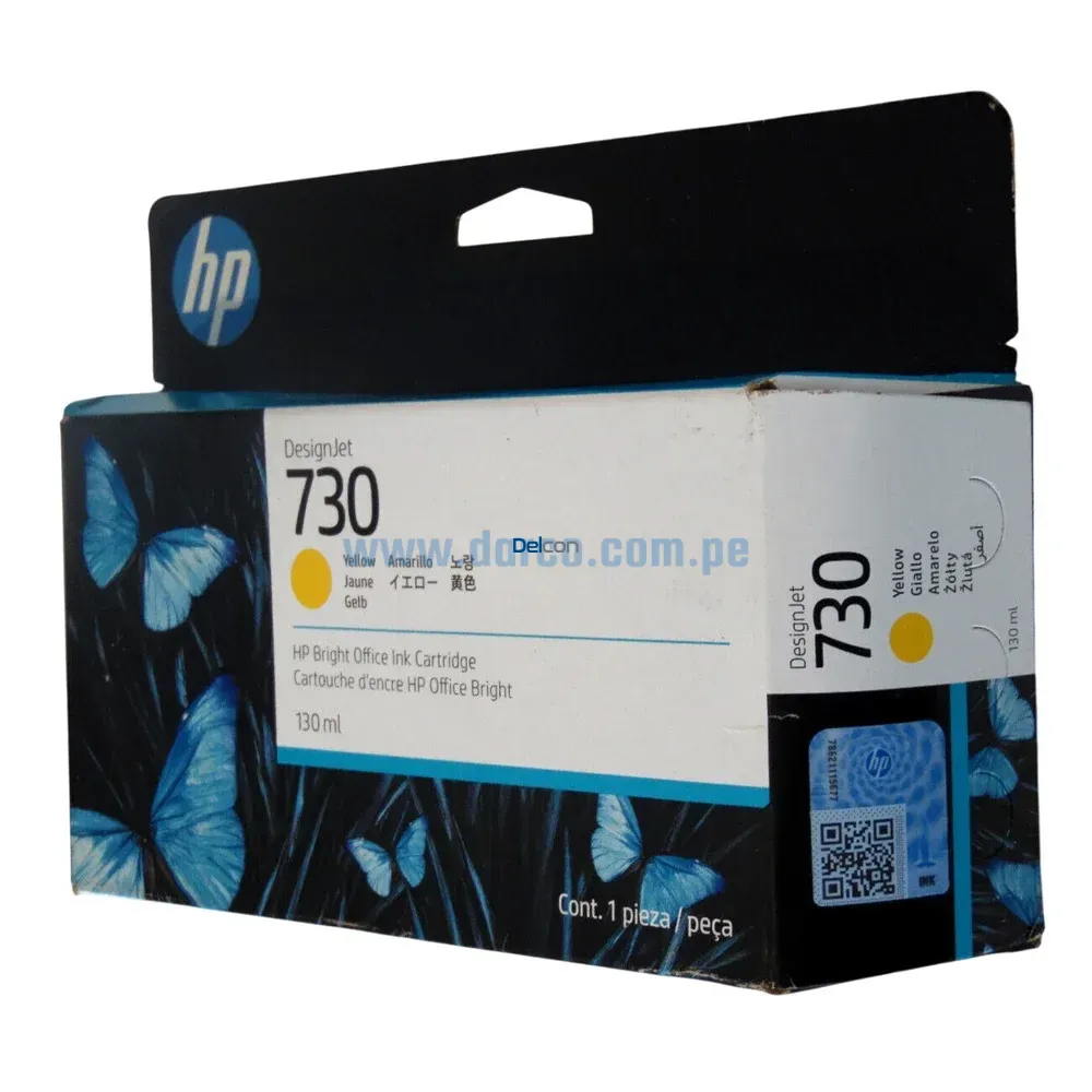 Tinta Hp P2V64A (730) 130ml DesignJet T1600, T1700, T2600 Yellow - Imagen 2
