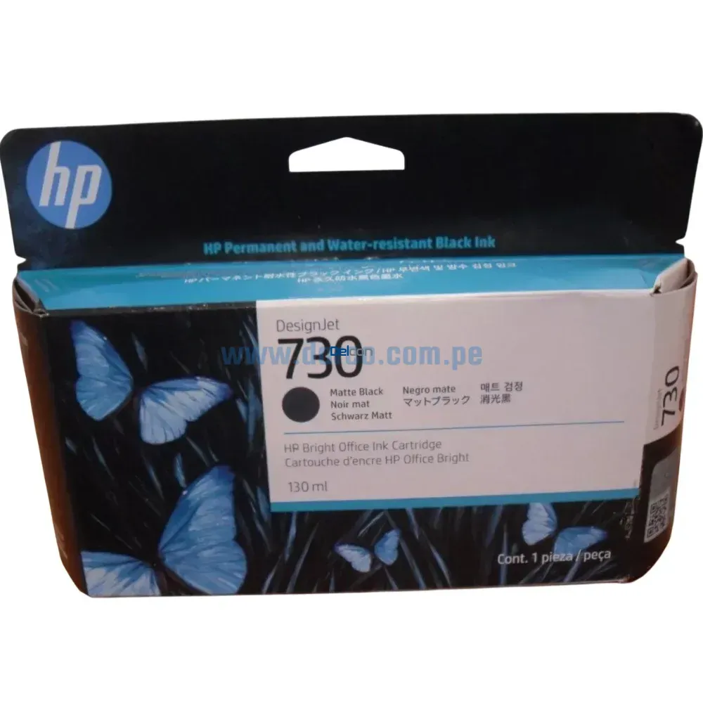 Tinta Hp P2V65A (730) 130ml DesignJet T1600, T1700, T2600 Matte Black - Imagen 2