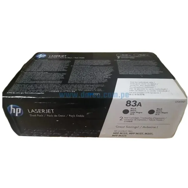 Toner Hp CF283AD (83AD) Dual Pack Laserjet Pro M125 / M127 / M201dw / m225dw Black 3.000 Páginas - Imagen 2