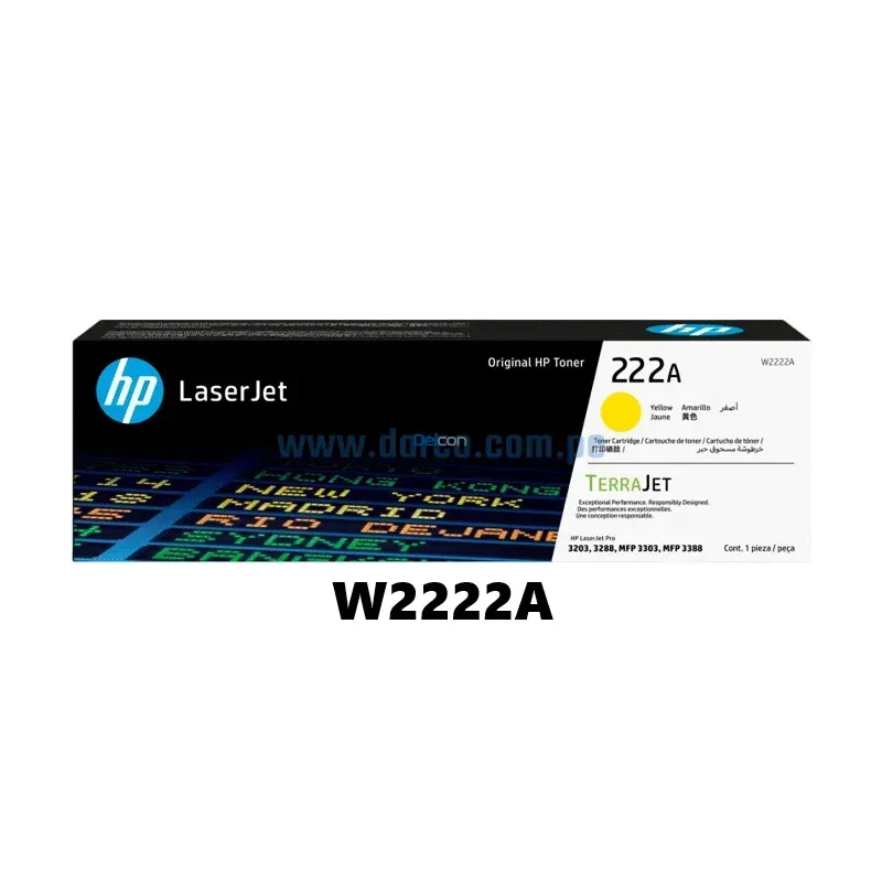 Toner Hp W2222A (222A) Laserjet 3201 / 3204 / M3303 Amarillo 1,200 Páginas